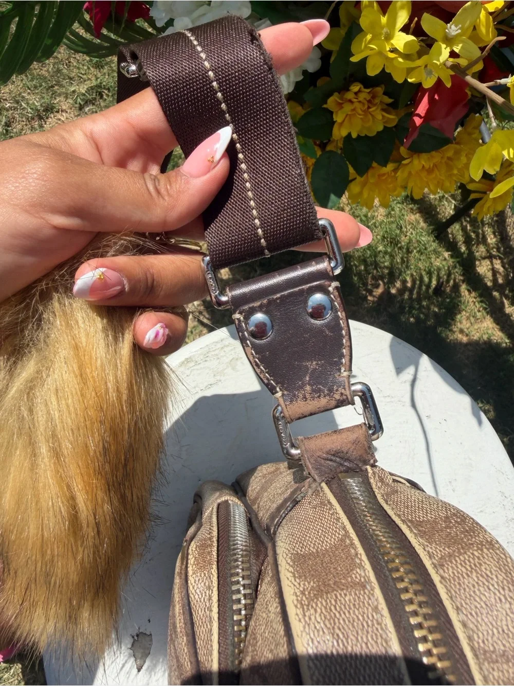 Coach Brown Signature Canvas Messenger Crossbody with Dark Stripe